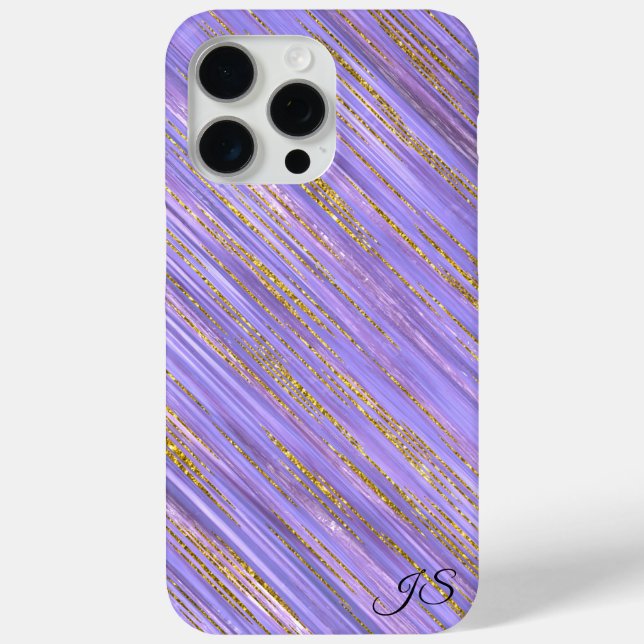 Lila und Gold Glitz Personalisiert Phone Case (Rückseite)