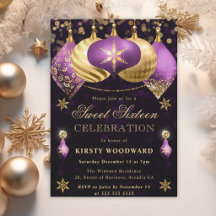 Lila und Gold Glitzer Baubles 16 . Geburtstag