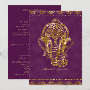 Lila und Gold Glitzer Indische Hochzeitseinladung Einladung