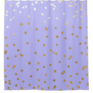 Lila und Gold Konfetti Punkte Moderne Glamour Glam Duschvorhang
