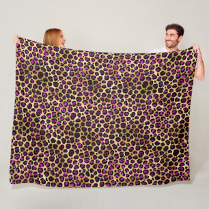 Lila und Gold Leopard Serie Design 4 Fleecedecke
