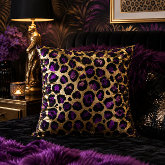 Lila und Gold Leopardenprint Tiermuster Kissen