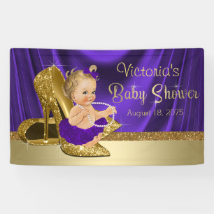 Lila und Gold Mädchen Baby Shower Banner