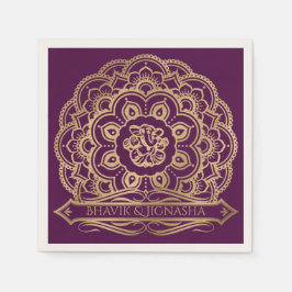 Lila und Gold Mandala Indian Wedkin Napkin Serviette