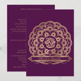 Lila und Gold Mandala Indische Hochzeitseinladung Einladung