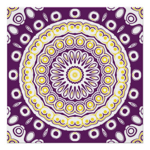 Lila und Gold Mandala-Muster Poster