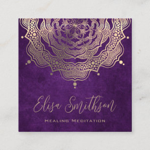 Lila und Gold Mandala Reiki Heilmedizin Quadratische Visitenkarte