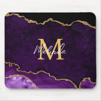 Lila und Gold Marmor Achat Mousepad