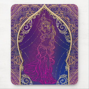 Lila und Gold marokkanischer arabischer Bauchtanz Mousepad