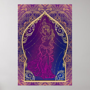 Lila und Gold marokkanischer arabischer Bauchtanz Poster