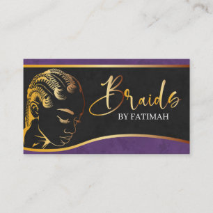 Lila und Gold Moderner Friseur Salon Visitenkarte