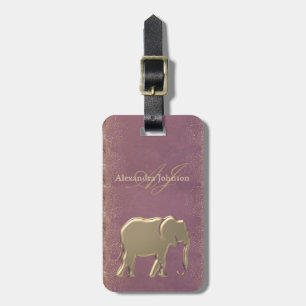 Lila und Gold monogrammiert Gepäckanhänger