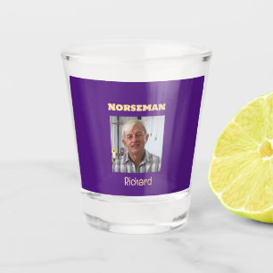 Lila und Gold Norseman Custom Foto Shot Glass Schnapsglas
