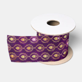 Lila und Gold ornamentales Glitzermuster Satinband