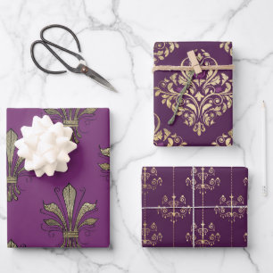 Lila und Gold Paris Thema Geschenkpapier Set