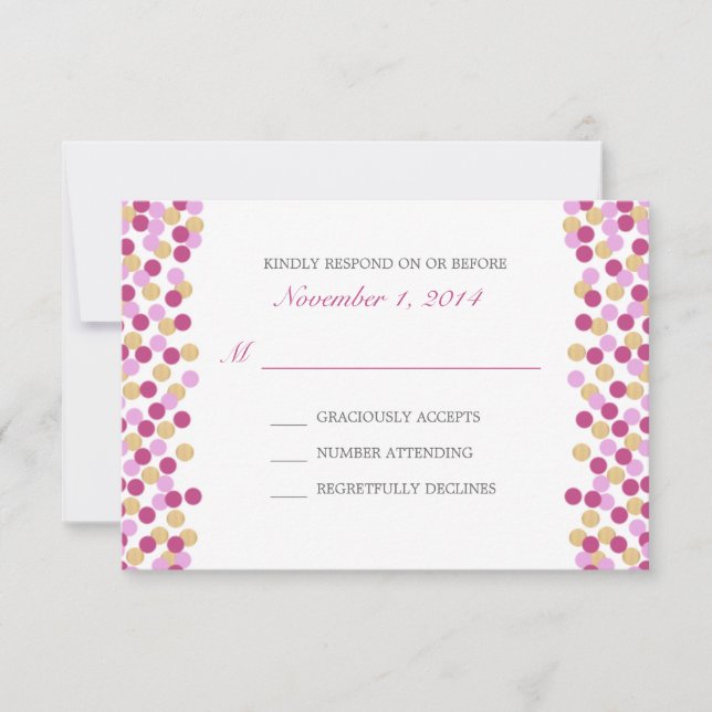 Lila und Gold Polka Dot Wedding Response Card RSVP Karte (Vorderseite)