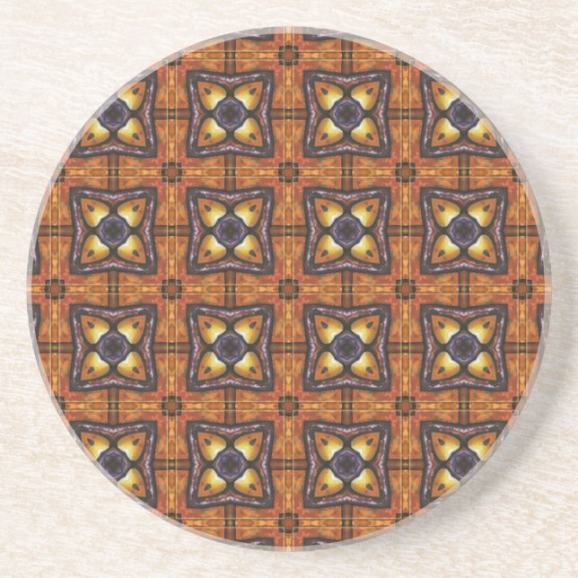 Lila und Gold Royal Tiles 2 Sandstein Untersetzer (Vorne)