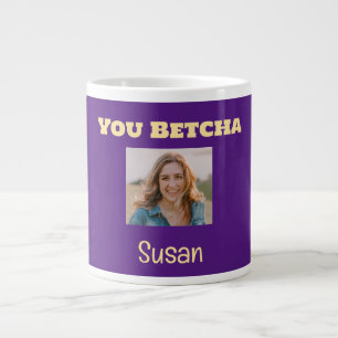 Lila und Gold Sie Betcha Custom Foto Jumbo-Tasse