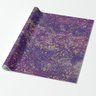 Lila und Gold Sprenkel Glamour Modern Geschenkpapier