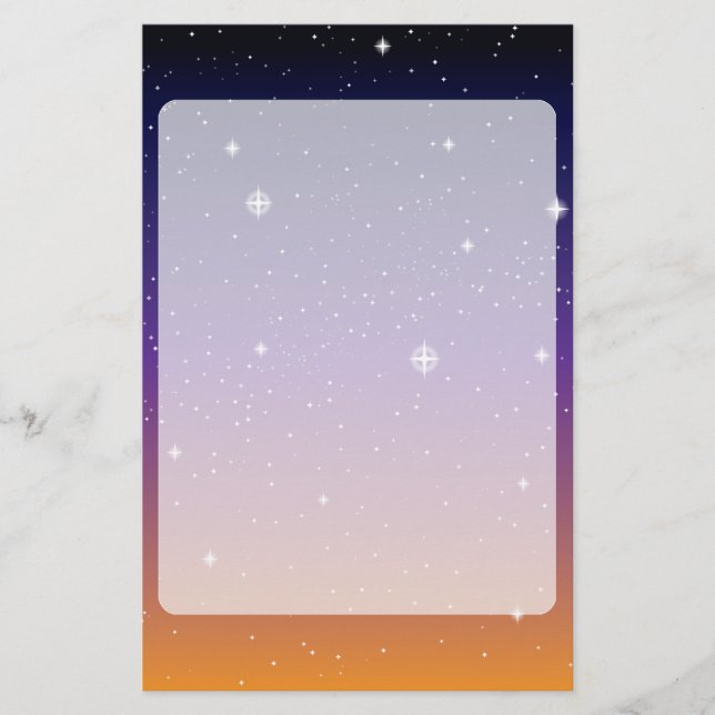 Lila und Gold Starry Sunset Sky Briefpapier (Vorderseite)