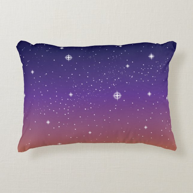 Lila und Gold Starry Sunset Sky Dekokissen (Vorderseite)