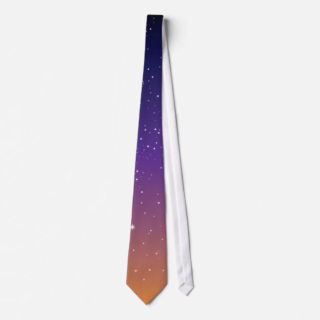 Lila und Gold Starry Sunset Sky Krawatte (Vorderseite)