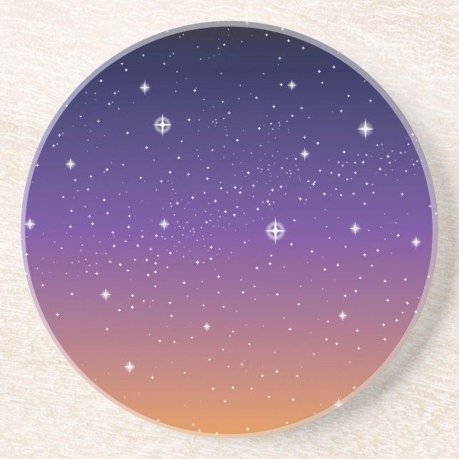 Lila und Gold Starry Sunset Sky Sandstein Untersetzer (Vorne)