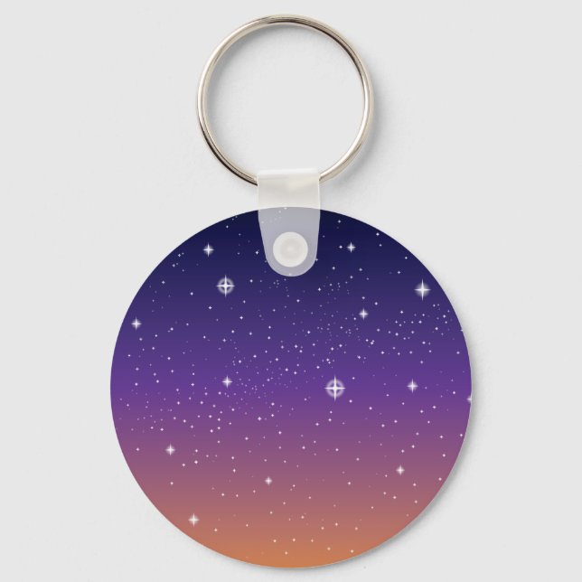 Lila und Gold Starry Sunset Sky Schlüsselanhänger (Vorderseite)