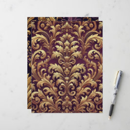 Lila und Gold Viktorianisches Damask-Scrapbook