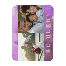 Lila und Gold werden Merry Abstraktes Foto Magnet
