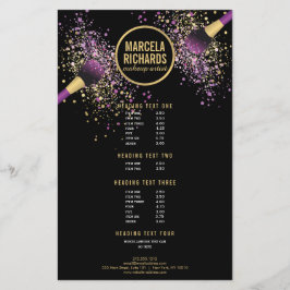 Lila und goldblütiger Confetti Makeup Artist Flyer