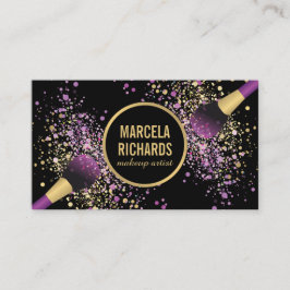 Lila und goldblütiger Confetti Makeup Artist Visitenkarte