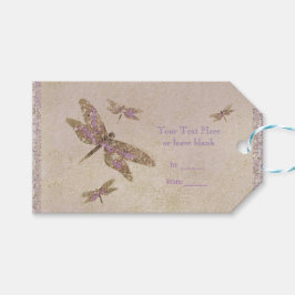 Lila- und Golddrachenfliegen-Dragonfly-Gastgeschen Geschenkanhänger