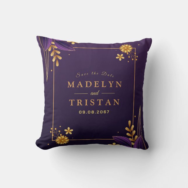 Lila und goldene Ästhetik Kissen (Vorderseite)