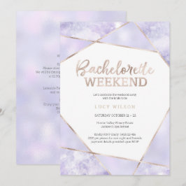 Lila und goldene Bachelorette Wochenende Einladung