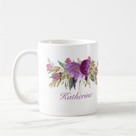 Lila und goldene Blume Kaffeetasse