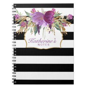 Lila und goldene Blume Notizblock