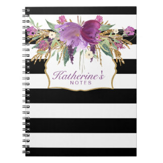 Lila und goldene Blume Notizblock