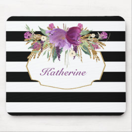 Lila und goldene Blume Personalisiert Mousepad