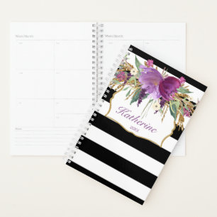 Lila und goldene Blume Planer
