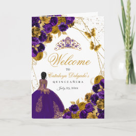 Lila und goldene Butterfly-Quinceanera Einladung