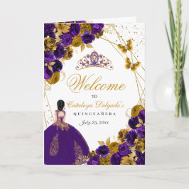 Lila und goldene Butterfly-Quinceanera Einladung