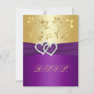 Lila und goldene Flora-Repo-Karte RSVP Karte