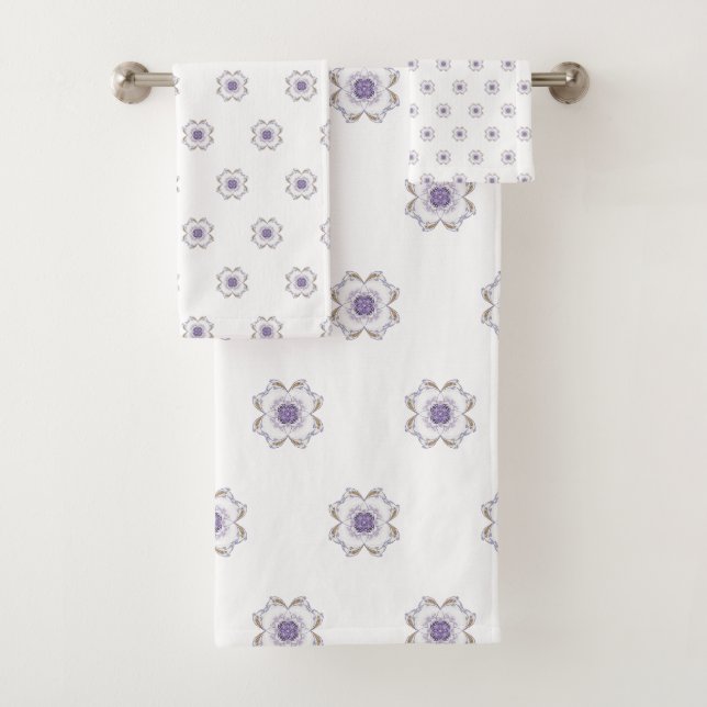 Lila und goldene Fraktal Art Badhandtuch Set (Insitu)