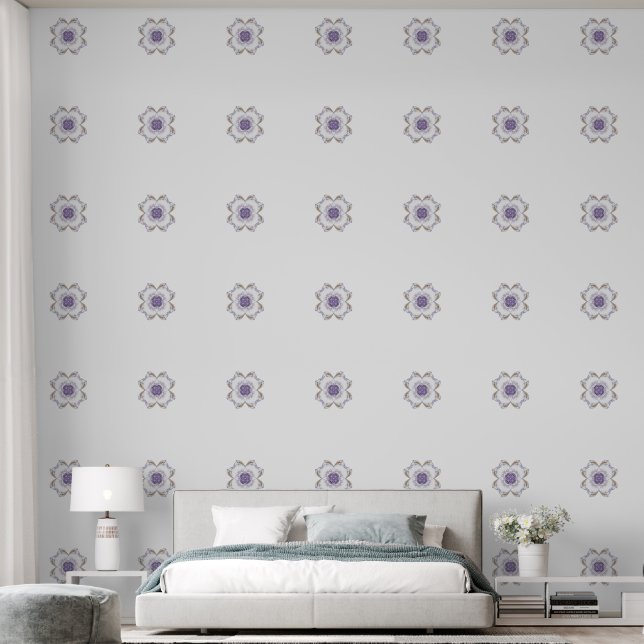 Lila und goldene Fraktal Kunst Tapete (Schlafzimmer)