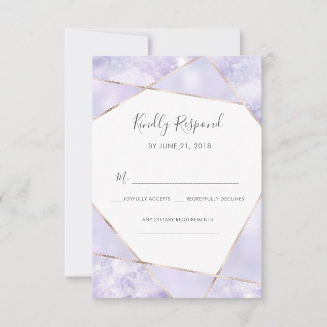 Lila und goldene geometische RSVP-Karten Einladung (Vorderseite)
