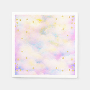 Lila und goldene Glitzer-Wolken aus Girly Pastel Serviette