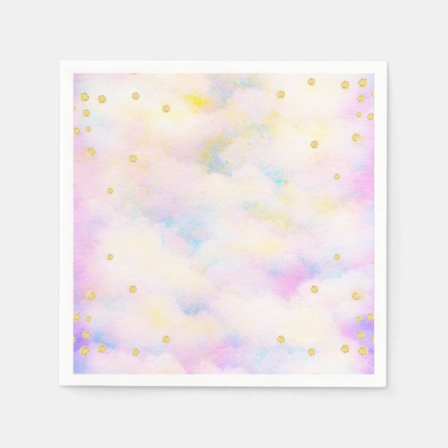 Lila und goldene Glitzer-Wolken aus Girly Pastel Serviette (Vorderseite)