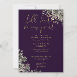 Lila und goldene Gothic-Rose Brautparty Einladung