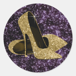 Lila und goldene High Heel Schuh Aufkleber